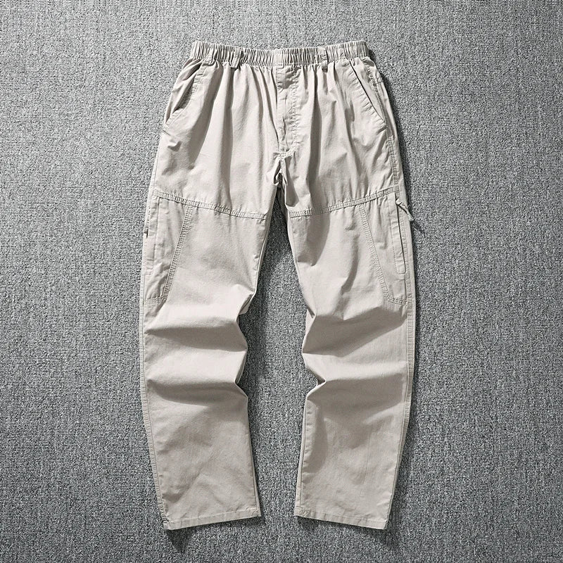 Men Trousers Casual Jogger Pants Elastic Waist Long Pants Zipper Pockets Cotton Overalls High Quality Work Pants