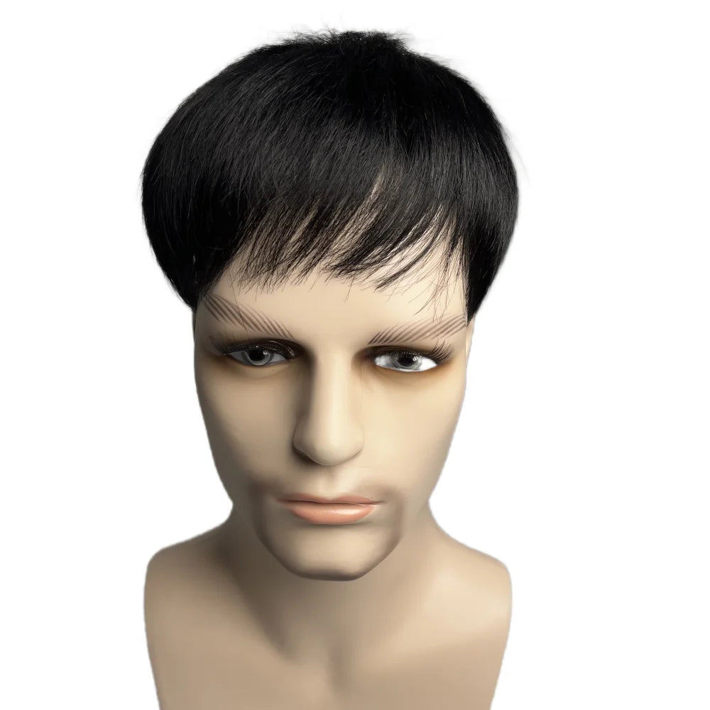 Prosthetic Hair Male 100% Human Hair Toupee Wigs for Man Replacement System Men's WIg Real Hair for Baldness Cover White Hair