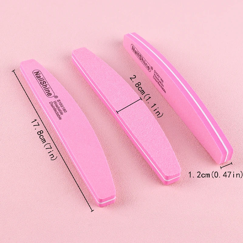 5Pcs/10Pcs Nail Sponge File 100/180 Grit Double Sided Sandpaper Foam Emery Board Polisher Buffer Moon Design