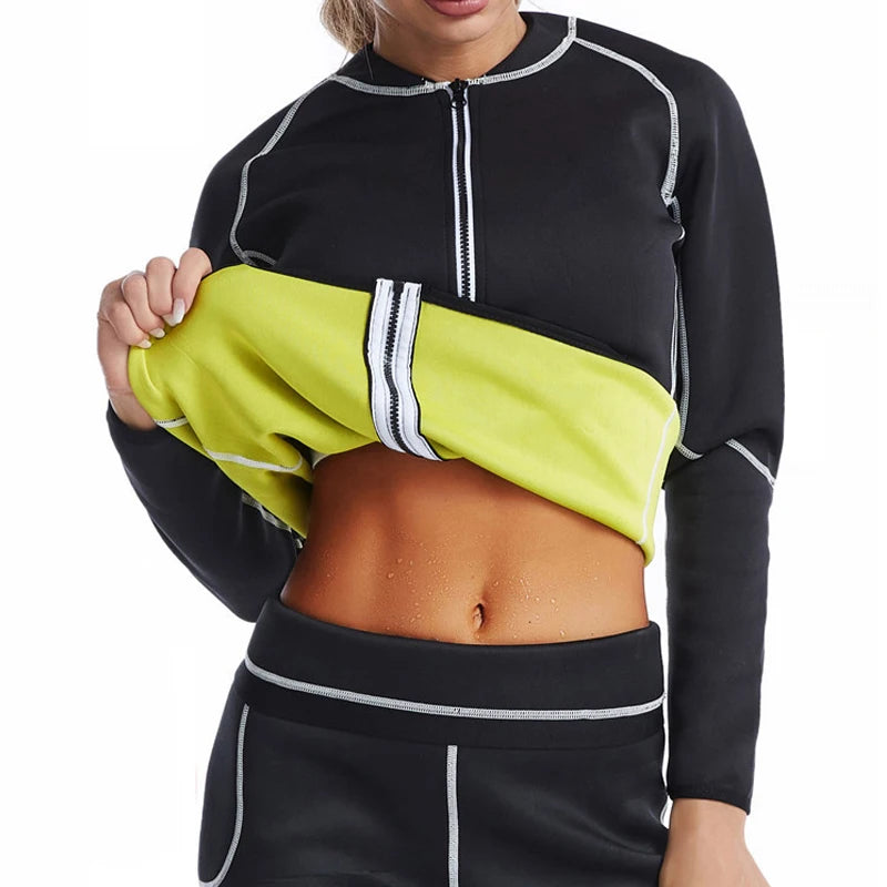 Sauna Slimming Tops Neoprene Sweat Thermal Suits Women Shirts With Sleeves Weight Loss Body Shaper Waist Trainer Shapewear