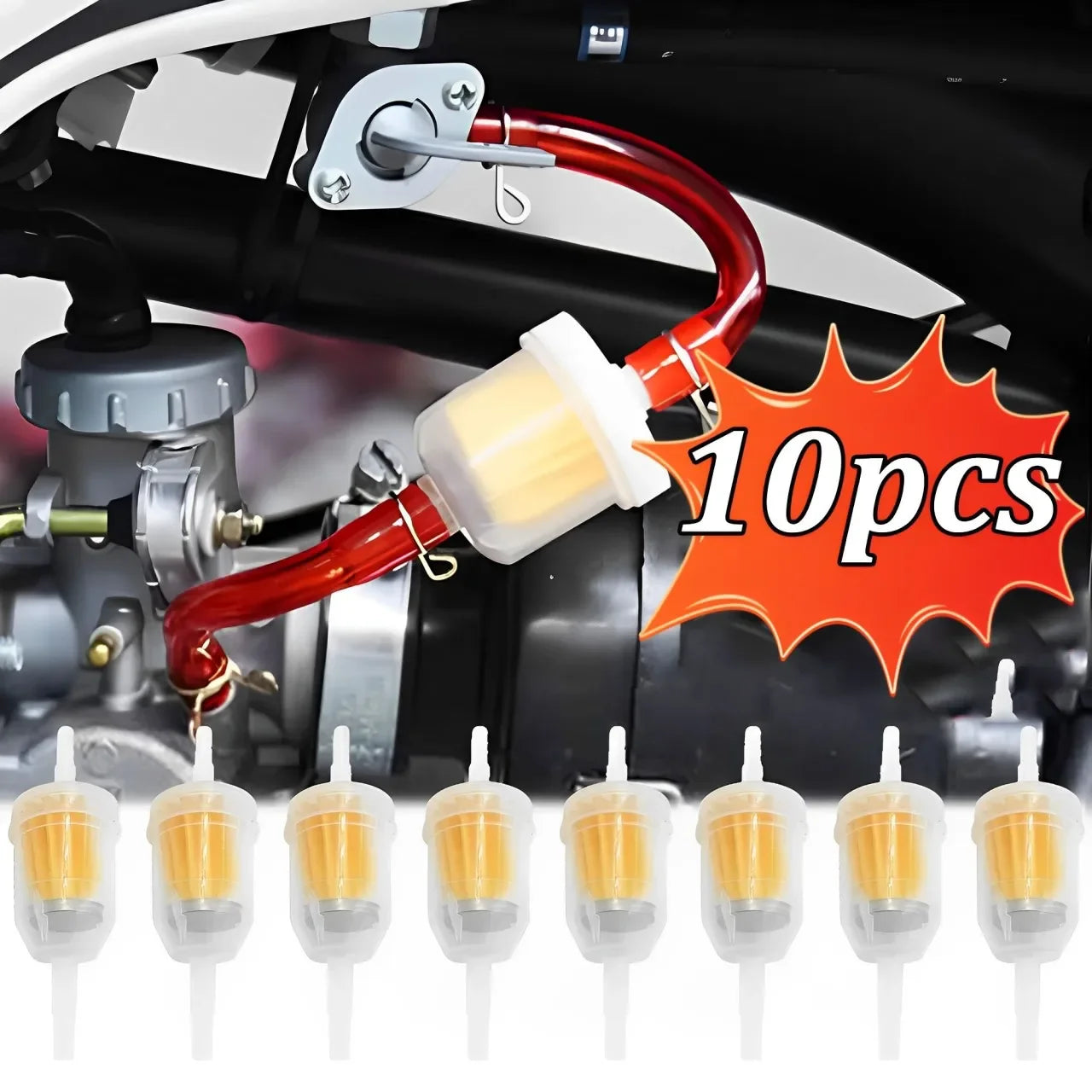 10Pcs Universal Gasoline Gas Fuel Filter Car Inner Fuel Filters Motorcycle Scooter Gasoline Oil Filter Tool Moto ATV Fuel Filter