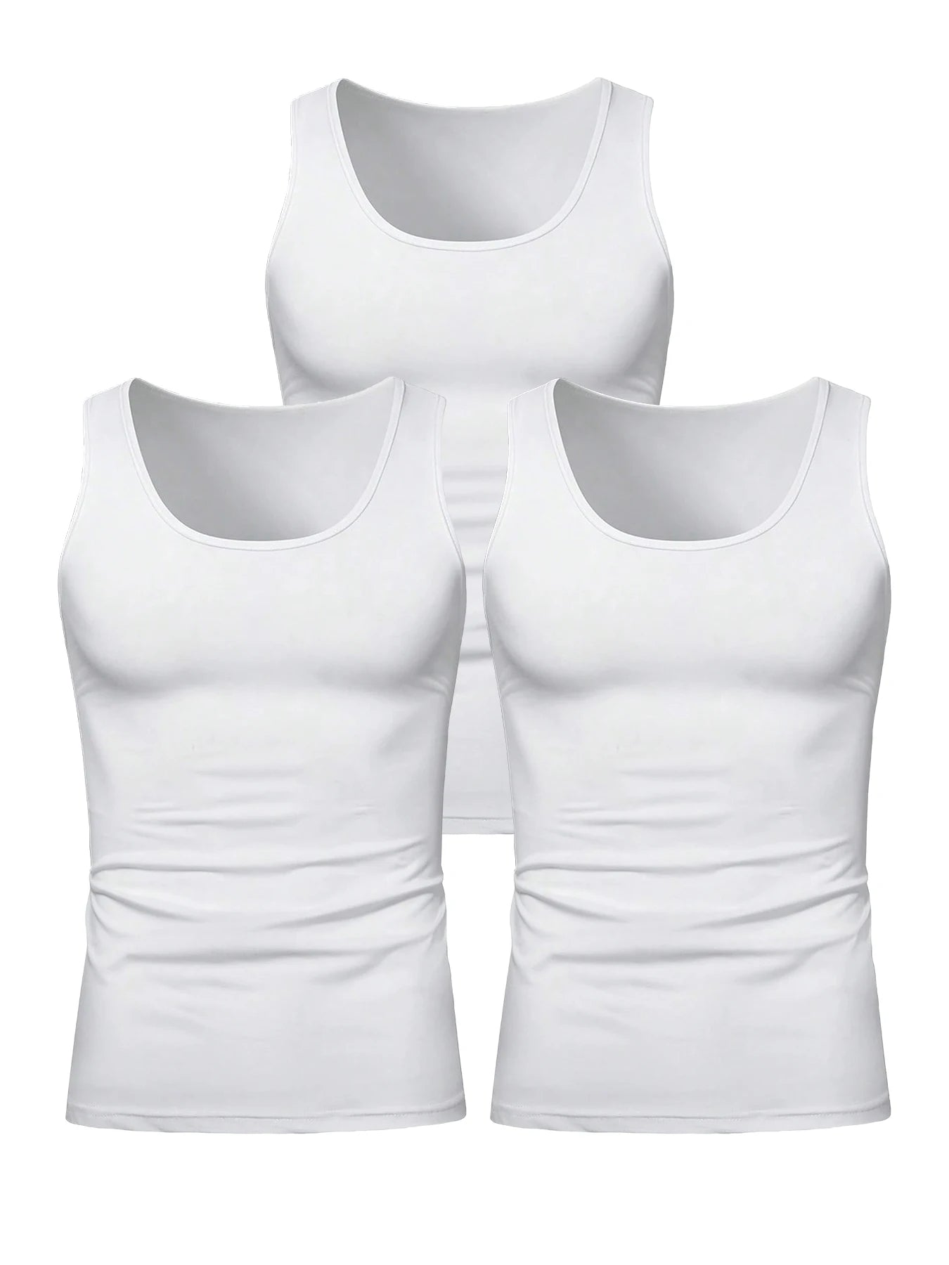 3pcs Summer Mens Sleeveless Tank Top Solid Vest Undershirts O-neck Gym Tees Trendy Versatile Slim Fit Men Casual Vest Tops