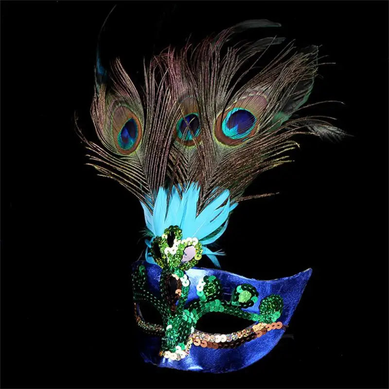 1~10PCS Masquerade Mask Women Peacock Mask Mardi Gras Mask Fashion Blue Green Metal Shiny Rhinestone Christmas Party