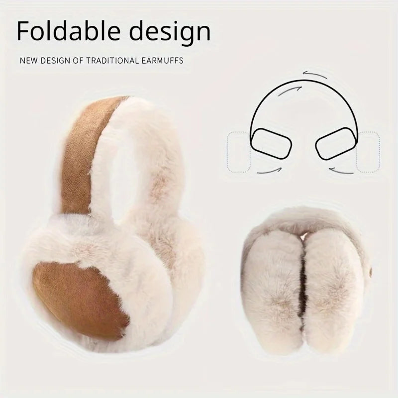 Soft & Cozy Pair of Classic Suede Plush Ear Warmers - Non-Slip Foldable Earmuffs for Men & Women,Perfect Gift for Christmas