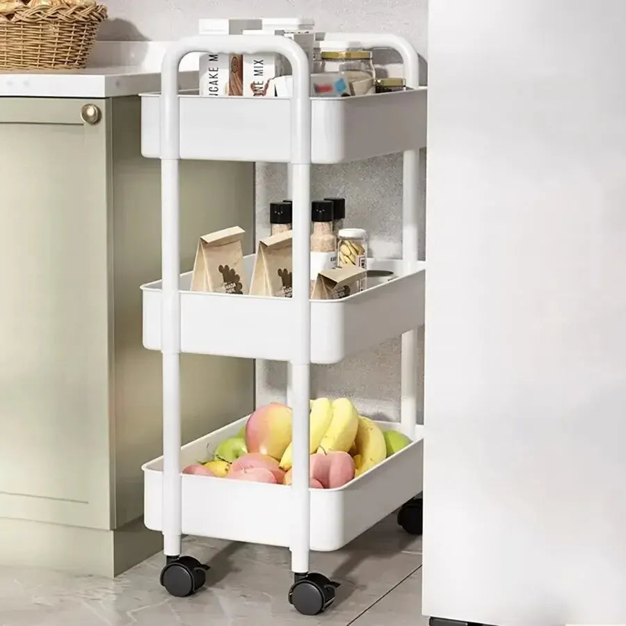 Household Multi-layer Small Cart Storage Rack Floor To Floor Kitchen Bedroom Bathroom Storage Rack Storage Rack With Wheels