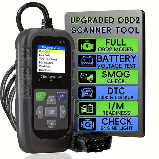 Car Code Reader,Obd2 Car Code Scanner Voltage Tester Engine Fault Code Scanner,Eobd+Can Charge Test Diagnostic Tool for Obdii Protocol Car
