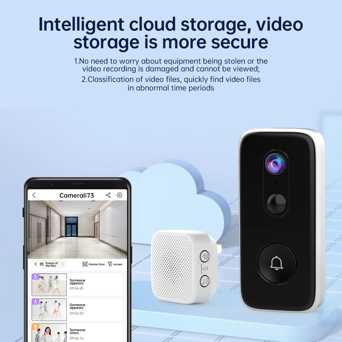 JOOAN 2K HD wireless doorbell camera, smart doorbell video Home Intercom HD night vision 2.4G WIFI rechargeable security doorbel