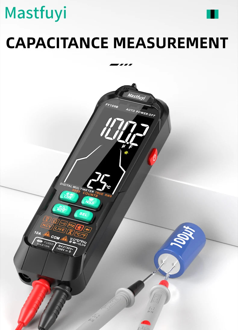 MASTFUYI Multifunction Digital Multimeter AC & DC Voltage & Current, Resistive Capacitance True RMS, Rechargeable Multimeter