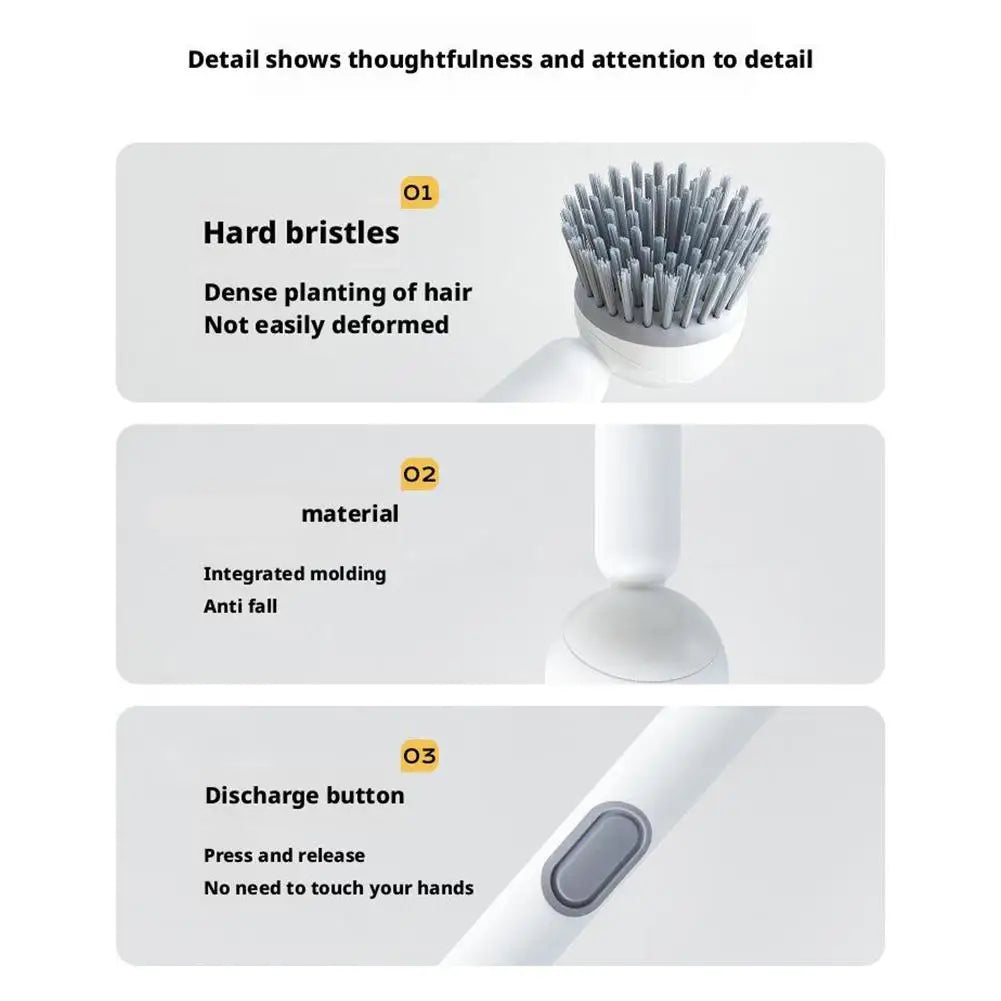Kitchen Pot Brush for Home Use Long Handle Rotating Dish Washing Scrubber with Liquid Dispenser Bowl Pans Brush Cleaning Tools