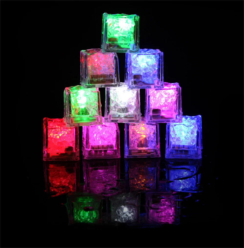 1PCS Colorful Ice Cubes Night Light Touch Sensor Liquid Induction Luminous Ice Cubes Universal Flashing LED Lights