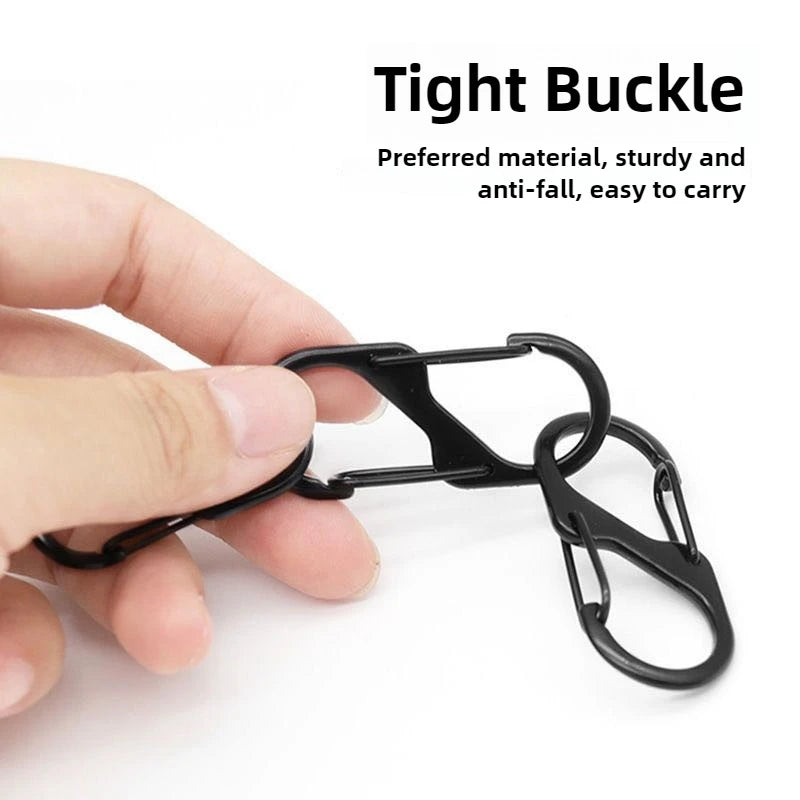 10PCS MINI Keychain Hook S Type Stainless Steel Anti-theft Spring Clip Outdoor Camping Backpack Buckle Locking Tool