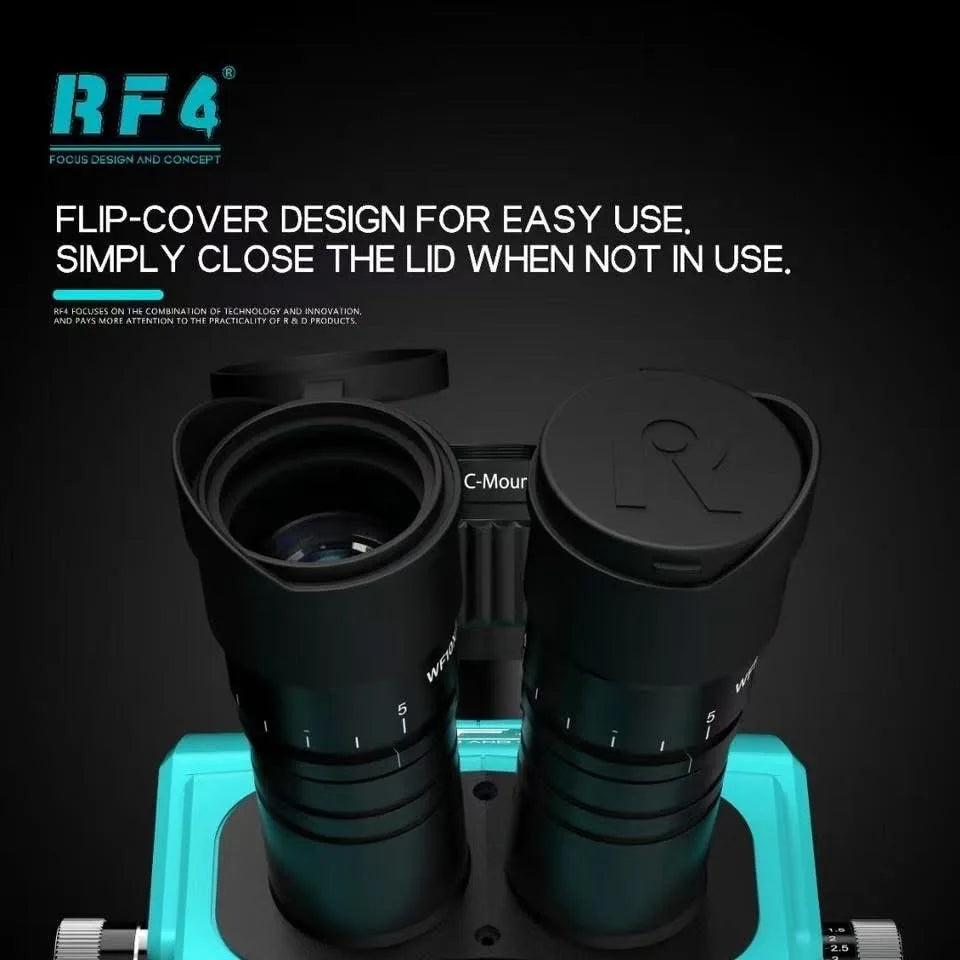 RF4 CX71R New Focus Trinocular Stereo Microscope 6.5x-65x 30°C Ergonomic Design 10X/23MM Eyepice for Phone Soldering PCB Repair