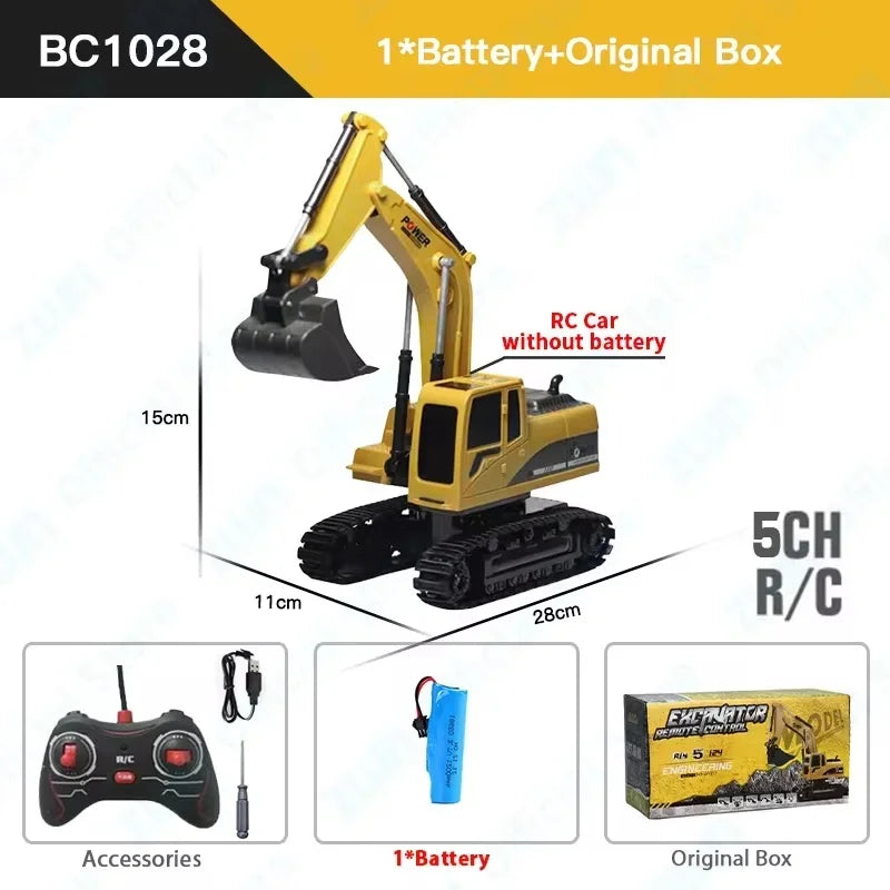 2024 New 11CH RC Excavator 1:20 Remote Control Truck 2.4G RC Crawler Engineering Vehicle Excavator Truck Radio Control Toys Gift