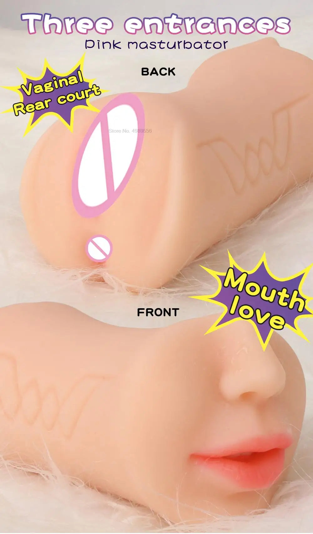 3 IN 1 Male Masturbator Silicone Vagina Real Pussy Open Mouth Teeth Realistic Sex Deep Sex Toys for Men Oral Masturbation Sextoy