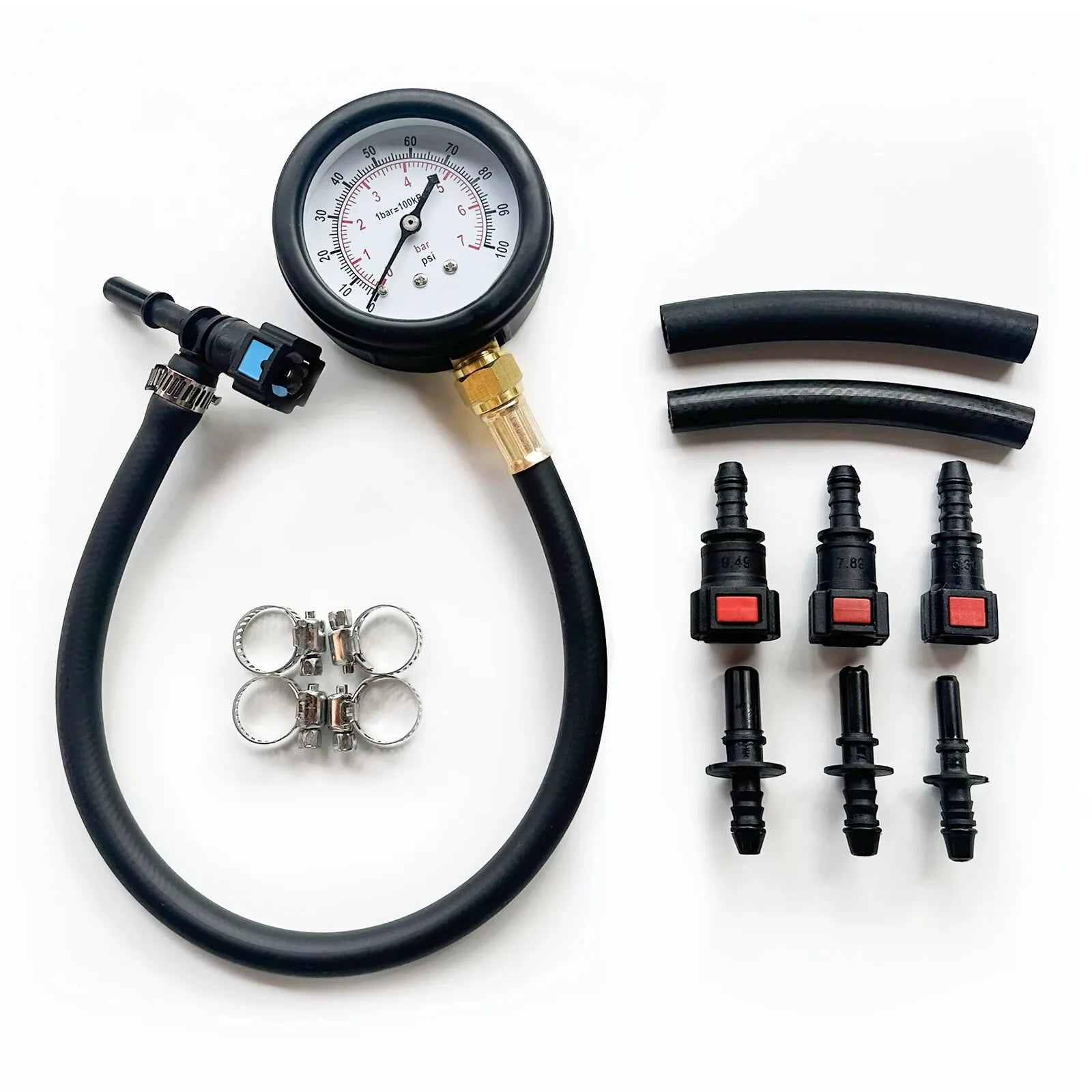 Fuel Pressure Test Kit - Fuel Pressure Gauge - 0-100PSI Fuel 