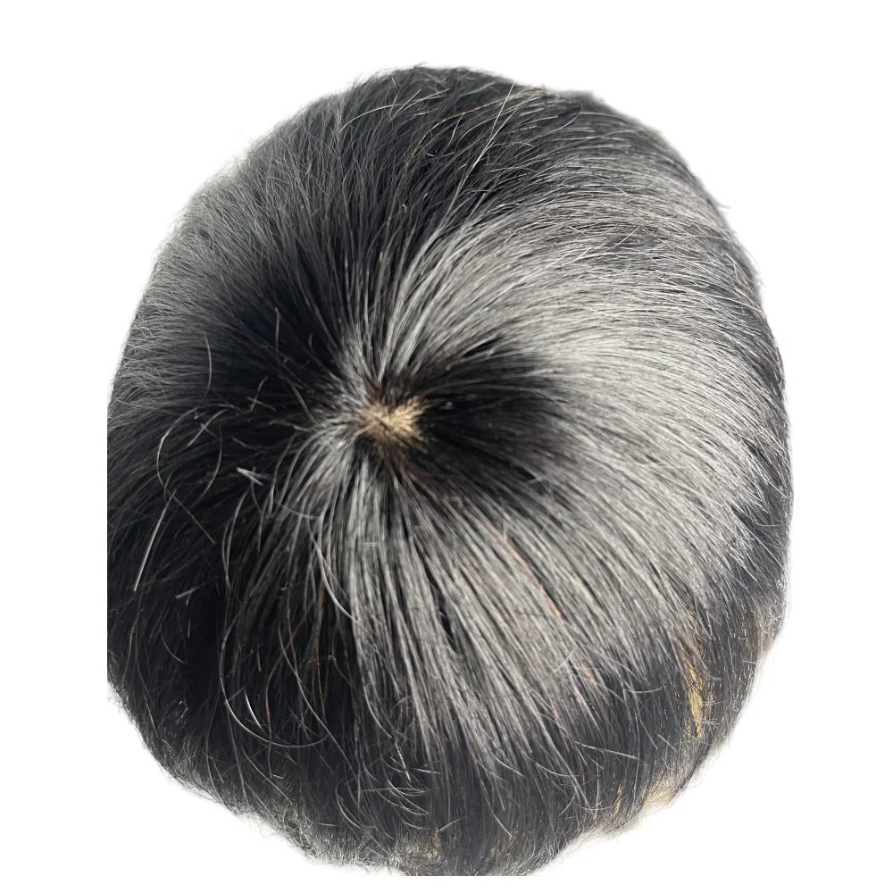 Prosthetic Hair Male 100% Human Hair Toupee Wigs for Man Replacement System Men's WIg Real Hair for Baldness Cover White Hair