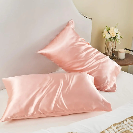 2pcs Satin Pillowcase for Skin and Hair, Satin Pillow Cases Set of 2 Soft Breathable Smooth Cooling Pillow Covers for Sleeping