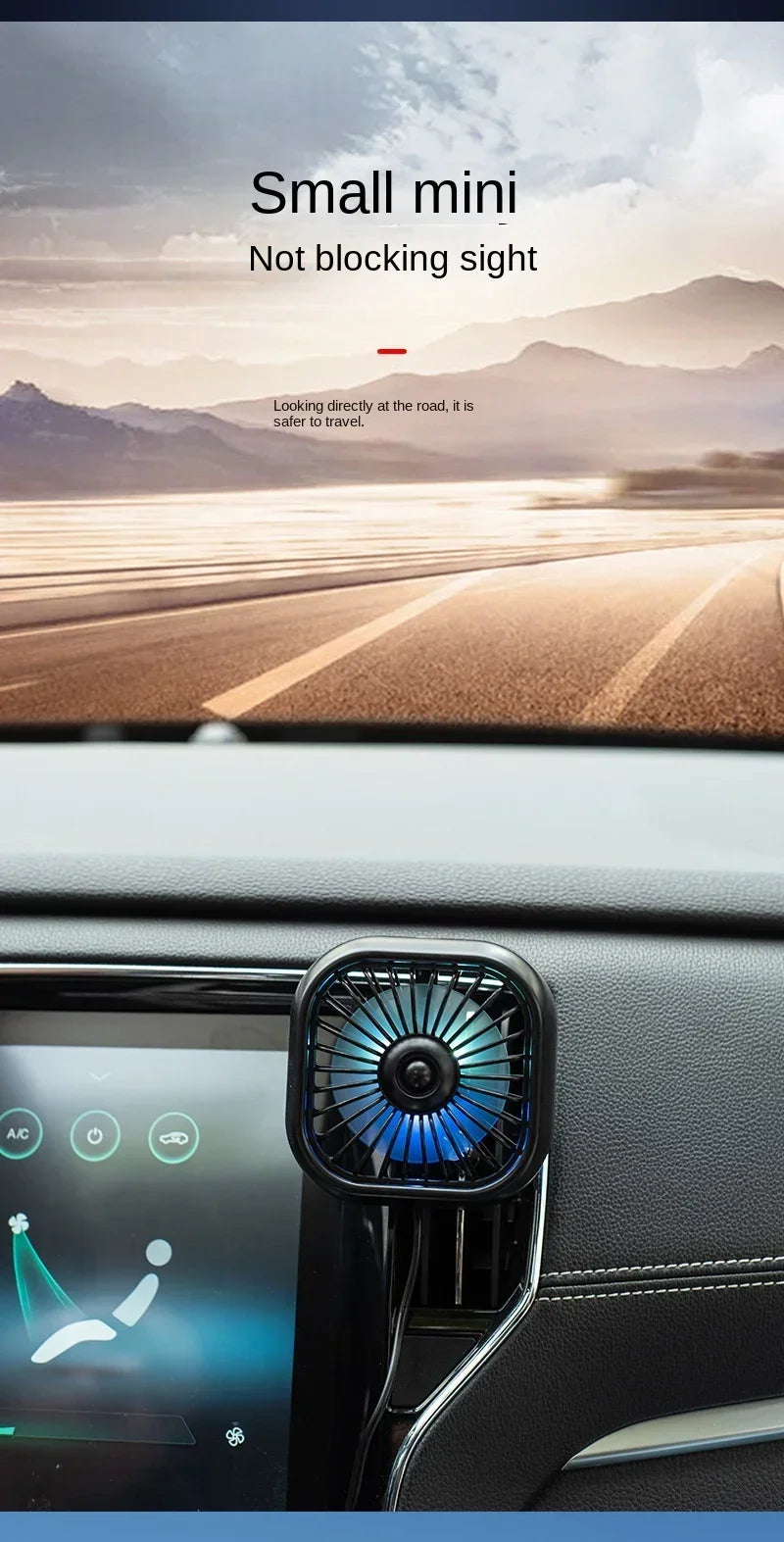 Mini Car Vent Fan High-Speed Cooling Energy-Efficient USB Powered - Portable Vibrant Colors Easy Installation