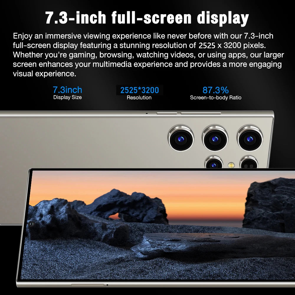 2025 New S26 Ultra Original 5G Smartphone 7.3 inch Dual SIM 7800mAh Android 14 Global Phone