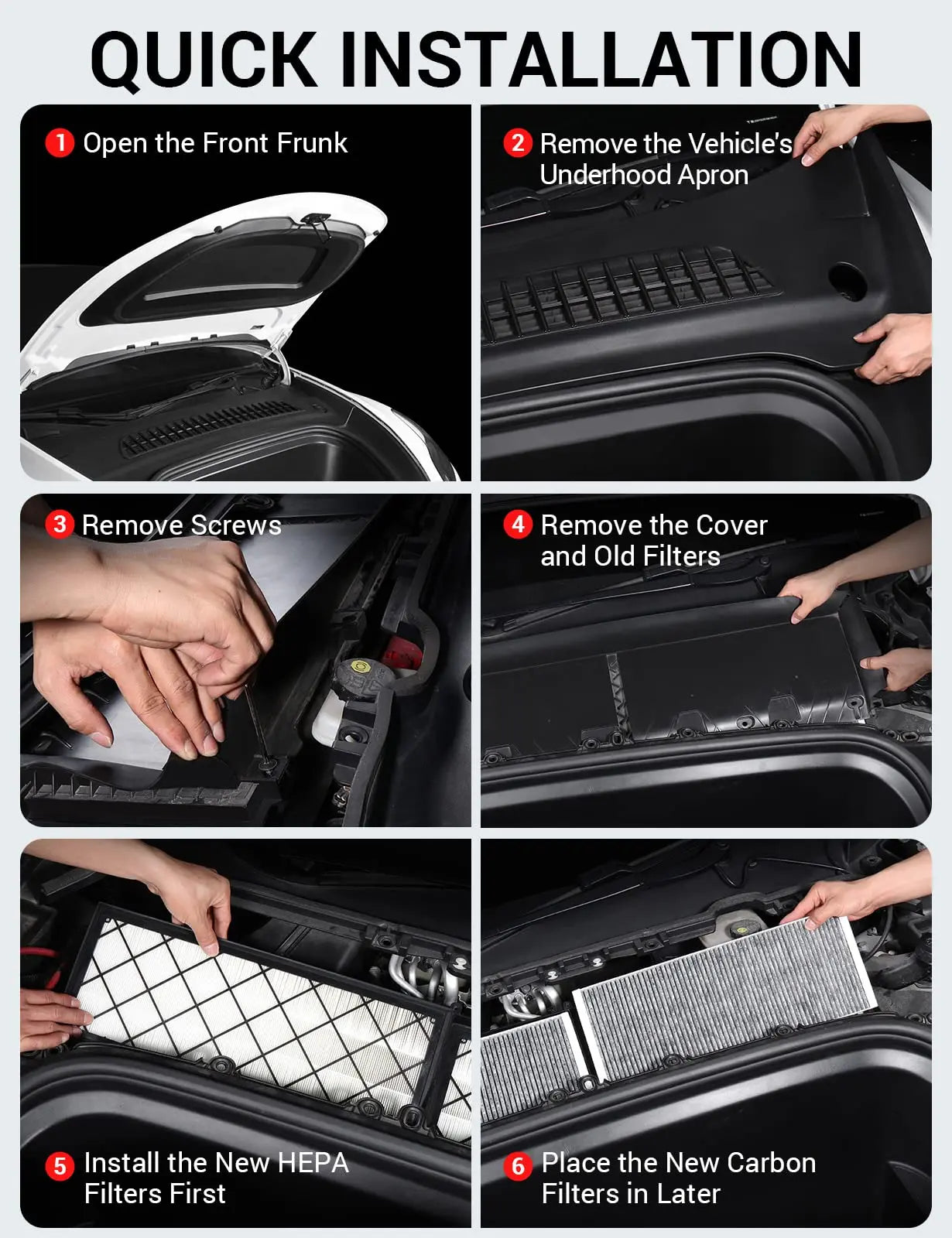 4PCS Cabin Air Filter HEPA for Tesla Model Y Air Intake Filter Replacement with Activated Carbon 2020-2023 ModelY Accessories