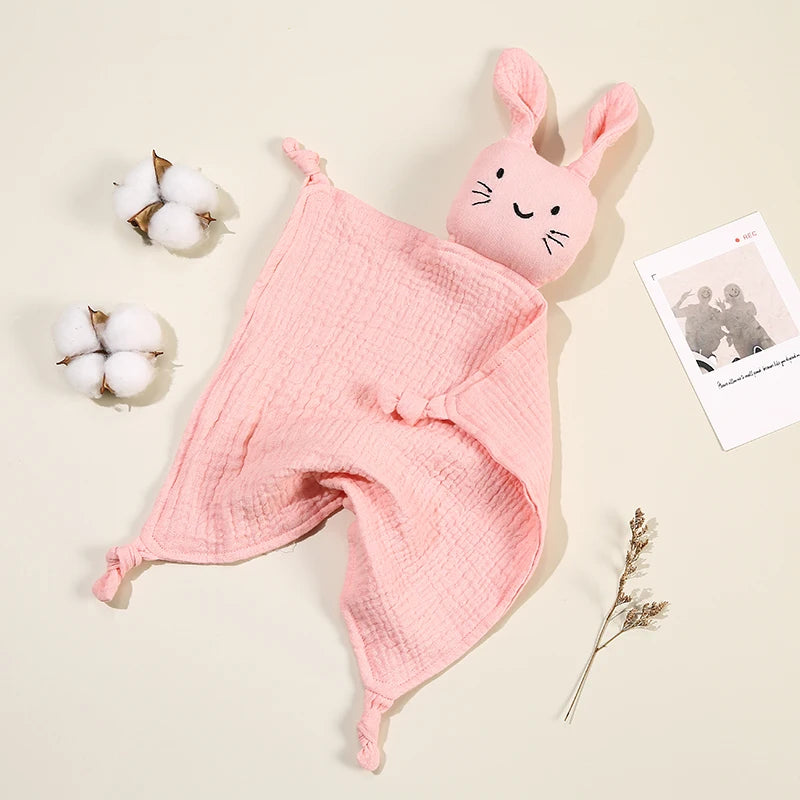 Baby Cotton Muslin Comfortable Blanket Cute Cat Doll For Infant Kids Sleep Appease Towel Children Rabbit Saliva Scarf