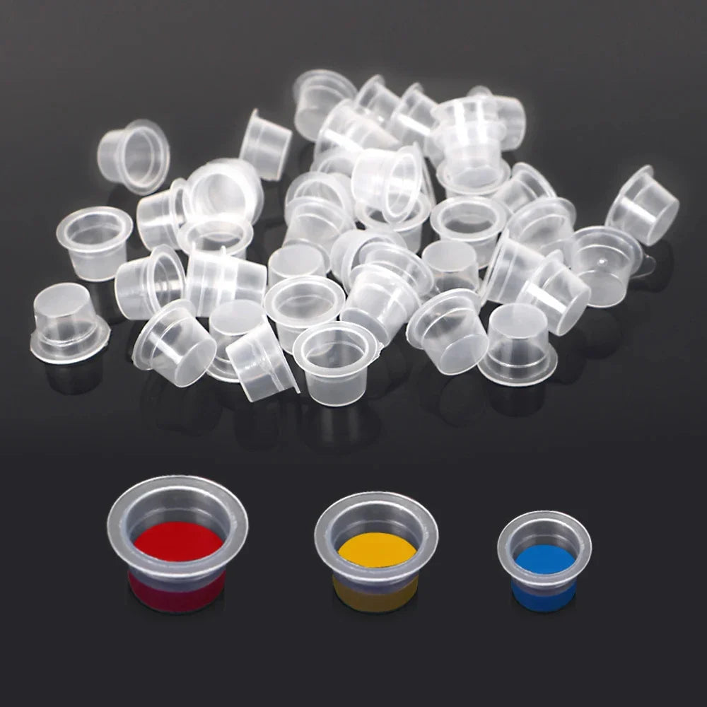 100pcs Tattoo Large Medium Small Ink Pigment Cup Ring Transparent Microblading Cap Lip Eyebrow PMU Bleaching Supplies Cream