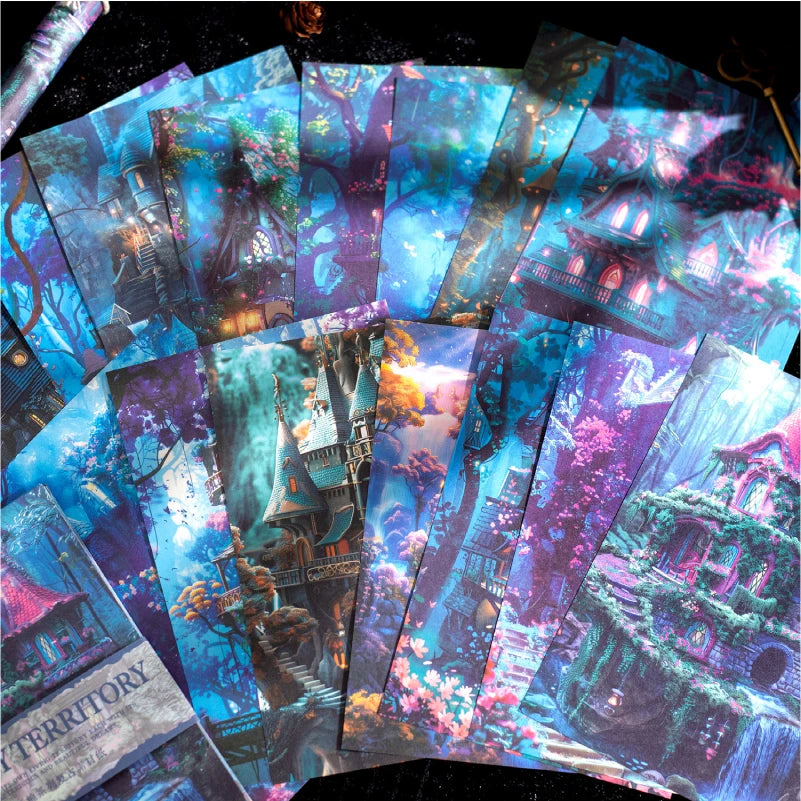 Journal Go 30pcs Fantasy Territory Junk Journal Scrapbooking Material Paper Memo Pads Cards Retro Background Decoration Paper