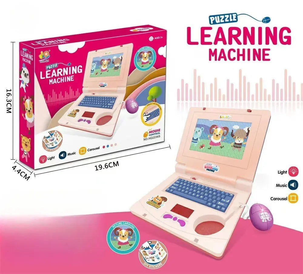 Mini Notebook Musical Toy Laptop Portable Integrated Toddler Puzzle Learning Machine Fake Computer Enlightening Birthday Gifts