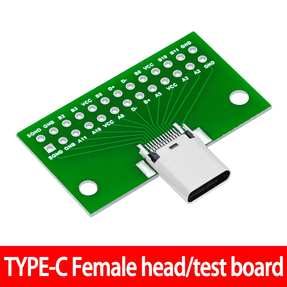 Type-C Male to Female USB 3.1 Test PCB Board Adapter Type C 24P 2.54mm Connector Socket For Data Line Wire Cable Transfer