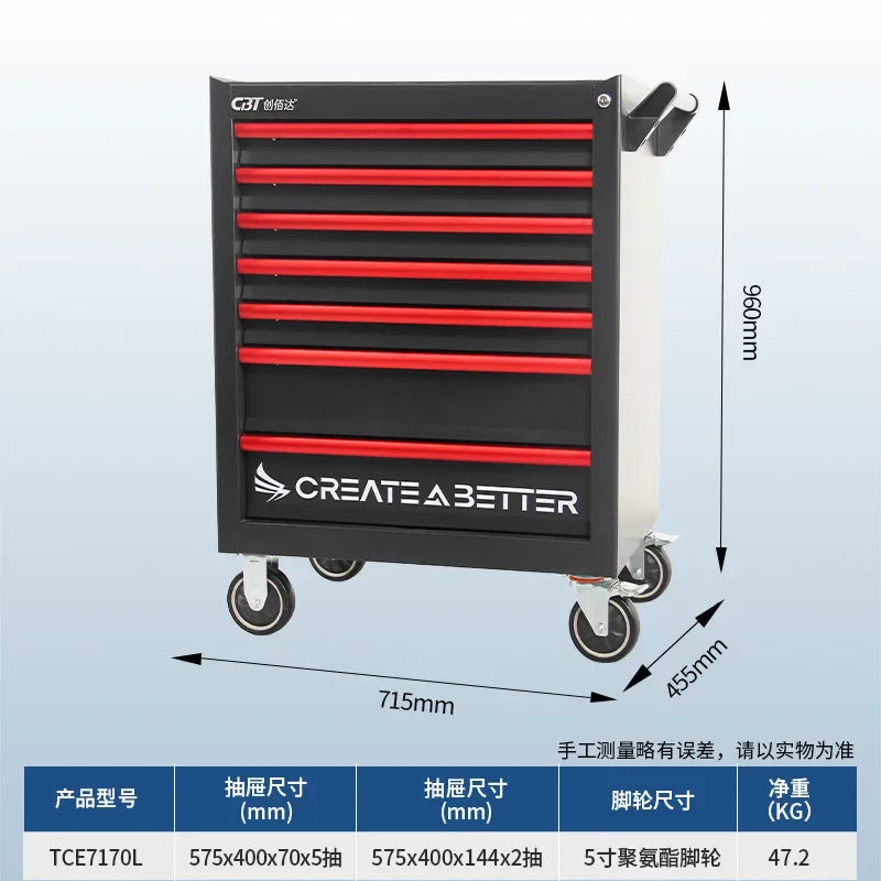 2025 hot saleAuto repair tool cart Drawer type parts cabinet Mobile trolley Hardware storage cabinet Heavy tool cabinet Cross-bo