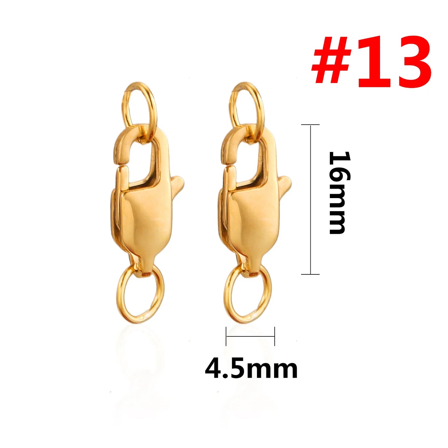 10pcs Gold Plated Stainless Steel Lobster Clasp with Jump Rings For Diy Chain Necklace Bracelet Jewelry Making Findings Suplies