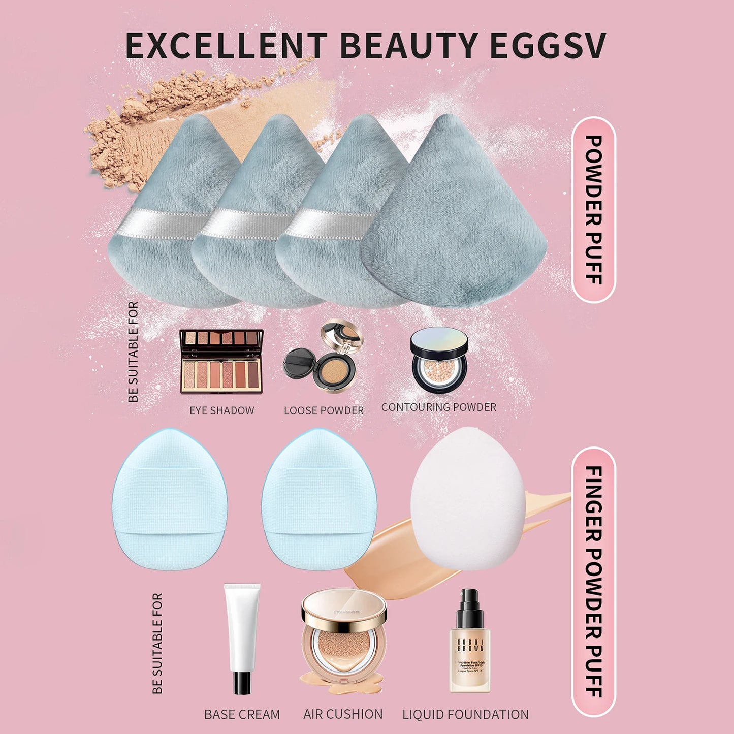 Powder Puff, 15pcs Creative Used for various shapes Storage bucket Dry & Wet Use Powder Puff For Makeup, Foundation