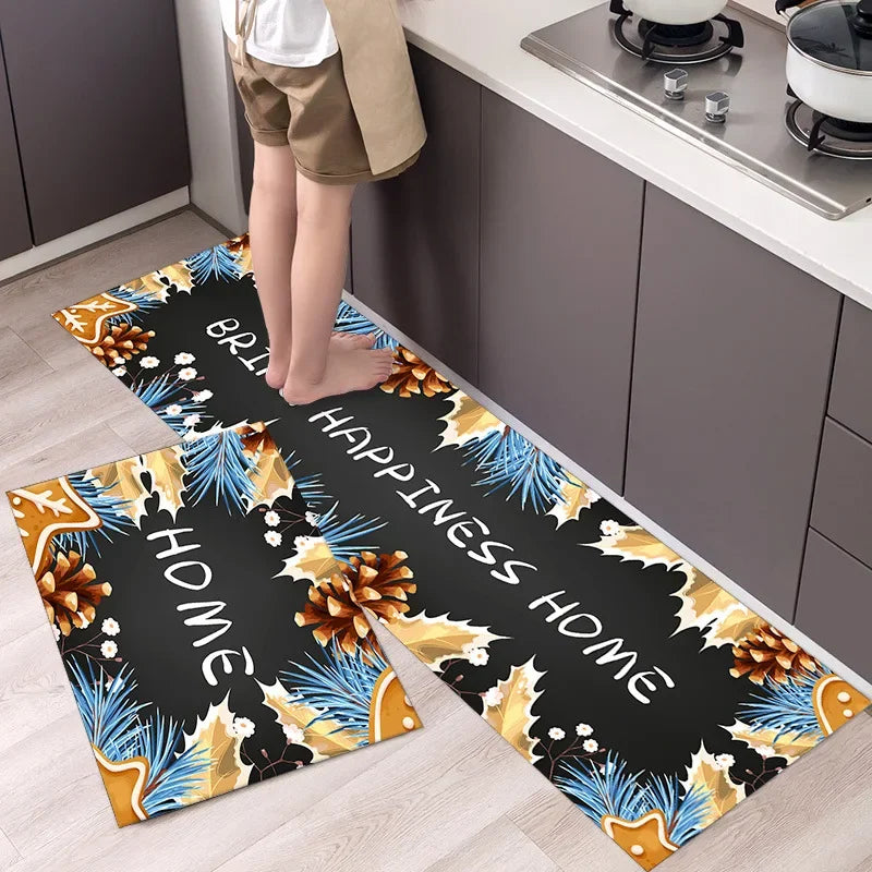 2pcs/set Kitchen Long Floor Mat Absorbs Water Oil Resistant for Household Use Dirt Resistant Entrance Carpet Bedroom Floor Mat