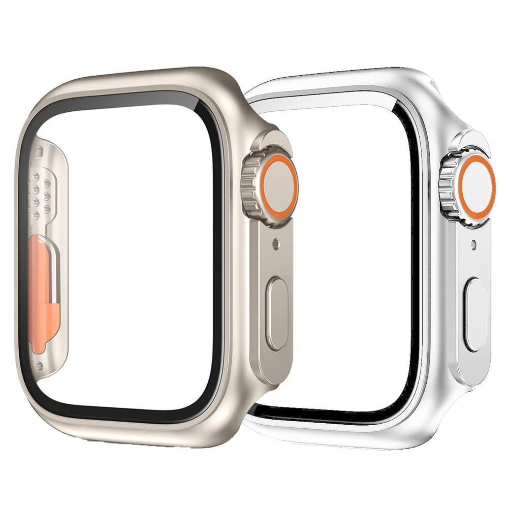 2PCS Case Glass+Case For Apple Watch 42 46 44 45 41 40mm Screen Protector Cover Change Ultra Bumper IWatch Series10 9 8 7 SE 6 5