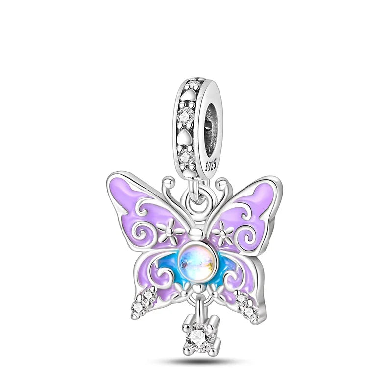 925 Sterling Silver Princess Powder Series Exquisite Daily Bow Sweet Charms Beads Fit Pan Original Bracelets DIY Jewelry