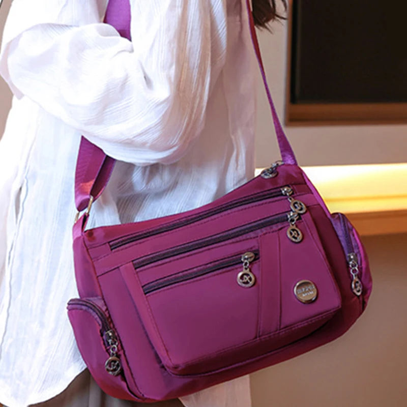 Large Capacity Women Crossbody Bag Waterproof Tote Casual Nylon Shoulder Bag Purse Handbag Lightweight Travel Messenger Bag