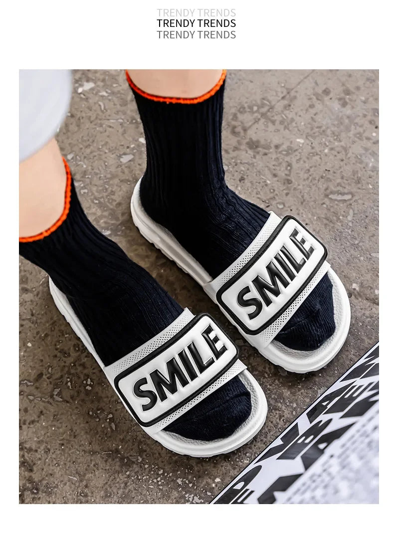 Men's Casual Slip-On Shoes Thick Bottom Air-Cushioned Slippers Magic Tape Simple High-End Summer Sandals EVA Material