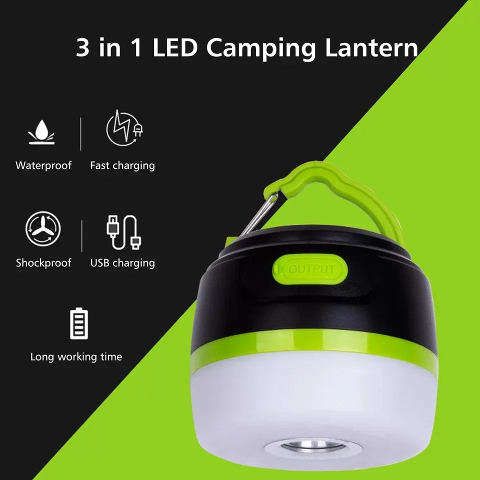3-in-1 Camping Lantern Power Bank flashlight Spot Light Electric Torch Multifunction Lamp