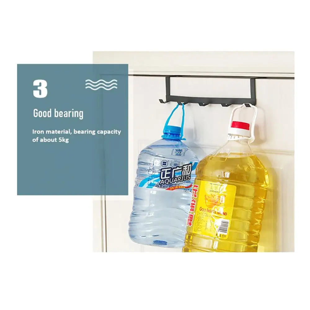 Hooks Over The Door 5 Hooks Home Bathroom Organizer Rack Clothes Coat Hat Towel Hanger Bathroom Kitchen Accessories Holder