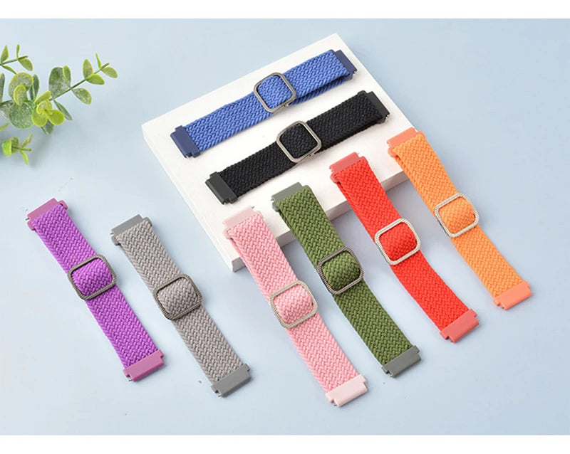 20mm 22mm Elastic Band For Samsung Galaxy Watch 7/6/5/4/FE Active 2 Gear S3 Braided Nylon Strap For Huawei Watch GT 5/4/3/2 46mm