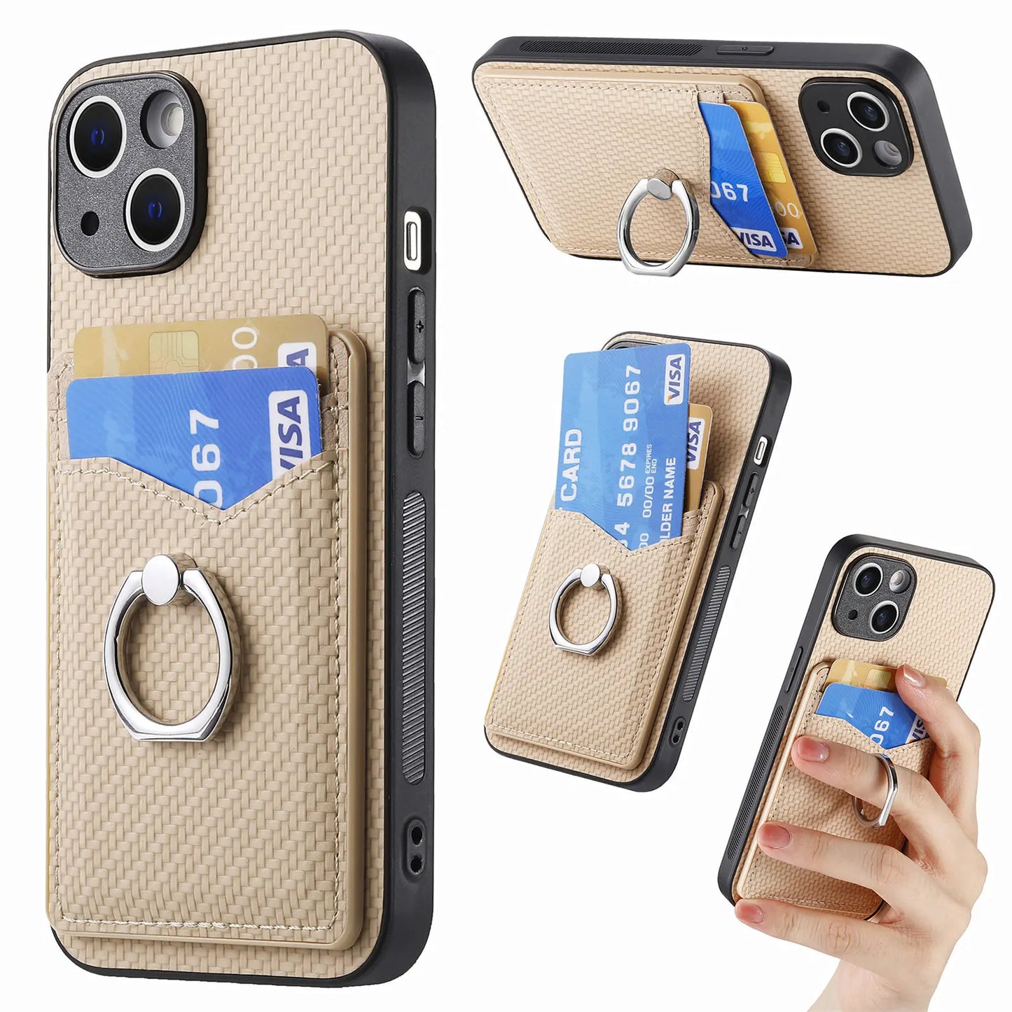 Finger Ring 2 Cards Case For VIVO V60 V50 Lite V40 V29 V29E V27 V25 Pro Magnetic Car Holder Leather Anti Drop Protection Cover