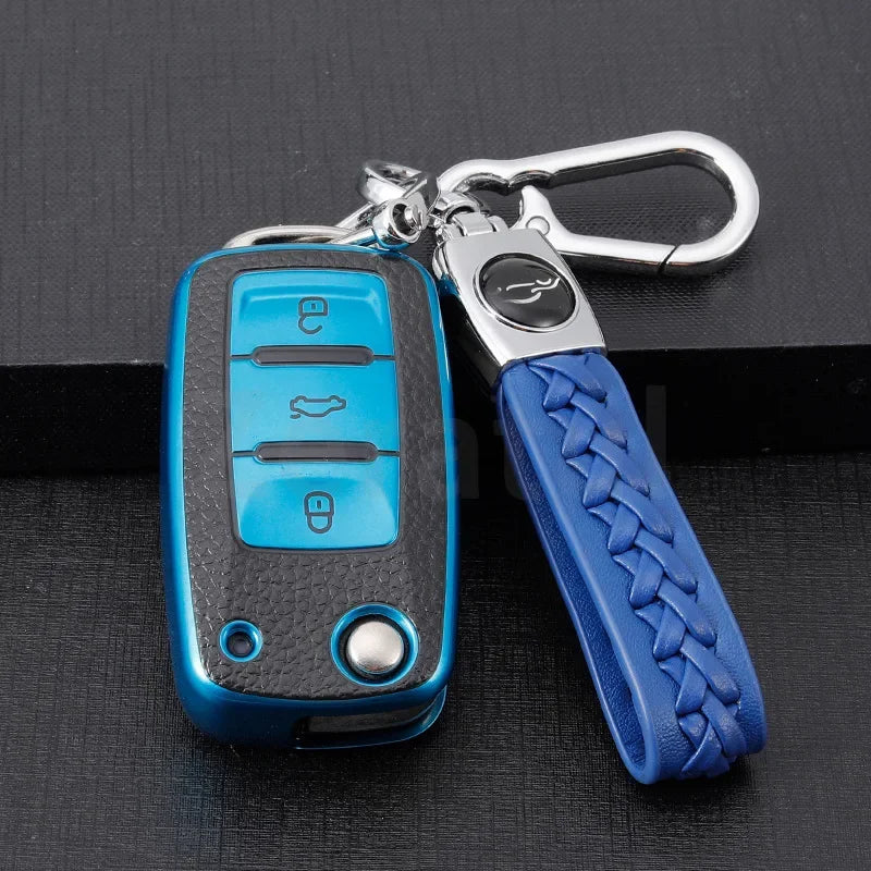 TPU Leather Car Key Cover Case Procted For VW Golf Bora Jetta POLO Passat Skoda Superb Octavia Fabia SEAT Ibiza Leon 2/3 Buttons
