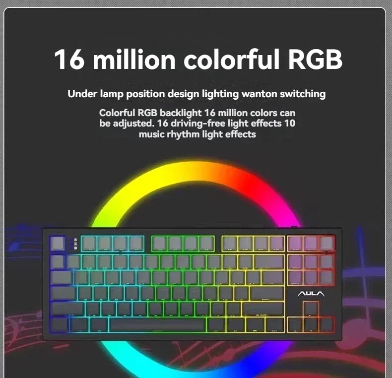 AULA S87Pro Gaming Mechanical Keyboard Wireless Bluetooth Keyboard Tri-mode RGB Hot Swappable Customized Games Accessories
