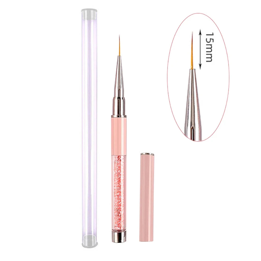 Pink Nail Art Brushse Pen Lines Stripe Flower Painting Drawing Pen Acrylic UV Gel Extension Grids Nail Brush Manicure Tools 1PCS