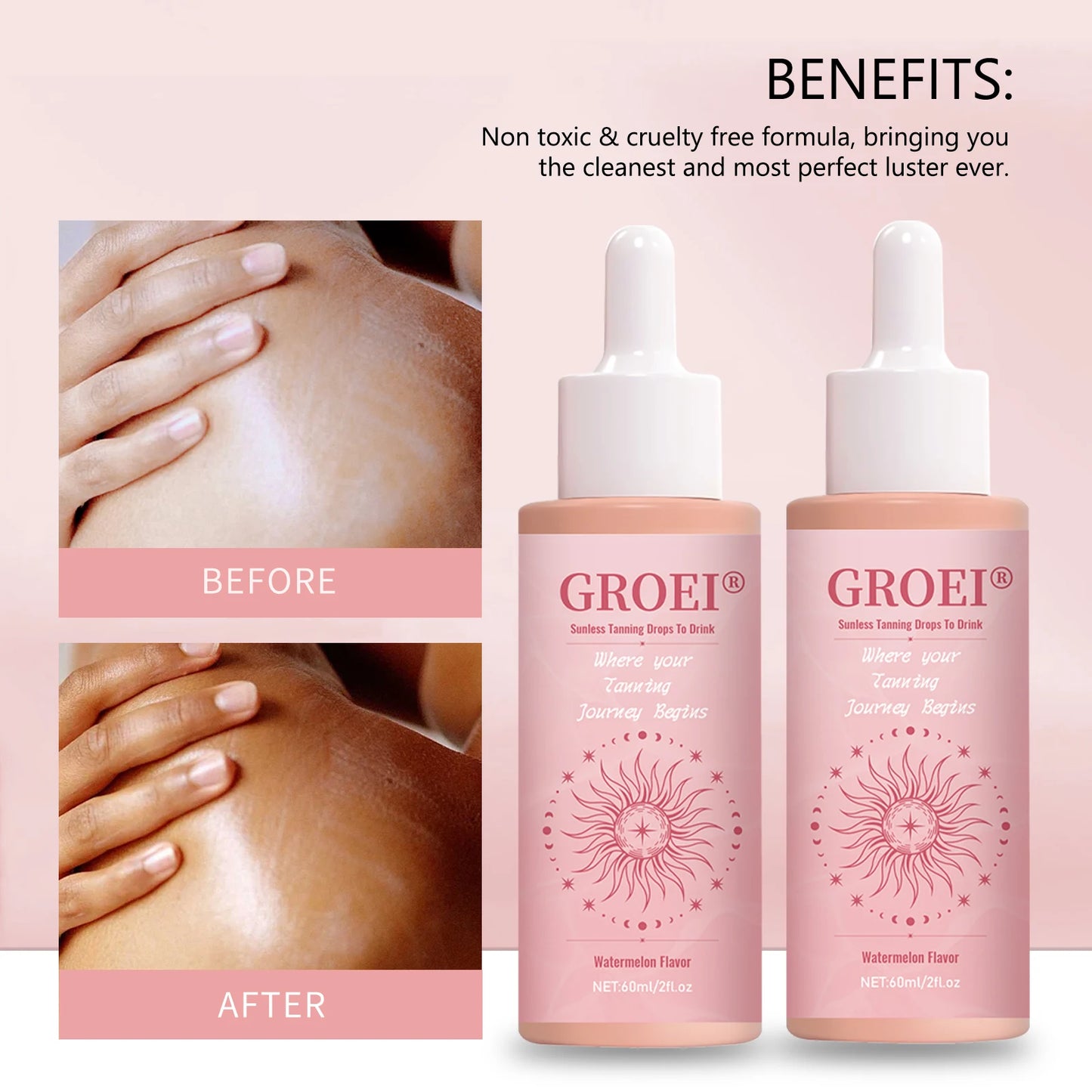 Watermelon Tanning Drops Face Body Long Lasting Bronzer Intensive Bronzing Brown Solarium Sunbeds Moisturizing  Self Tanner
