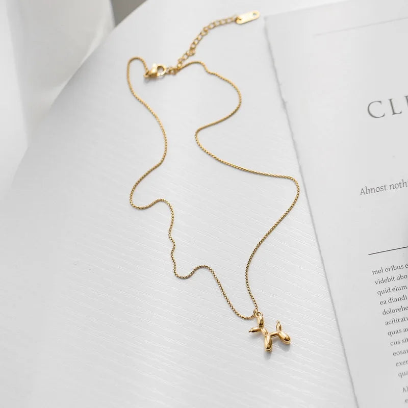 Silver Color Cute Animal Balloon Dog Necklaces Creative Pendant Clavicle Chain Necklace Ladies Girl Jewelry Dropshipping