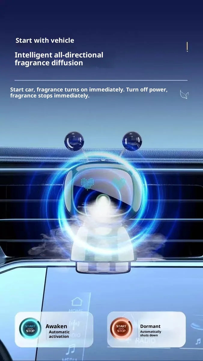 Creative Car Smart Aromatherapy Diffuser - Robot-shaped Aromatherapy Ornament, Air Freshener with Long-lasting Light Fragrance