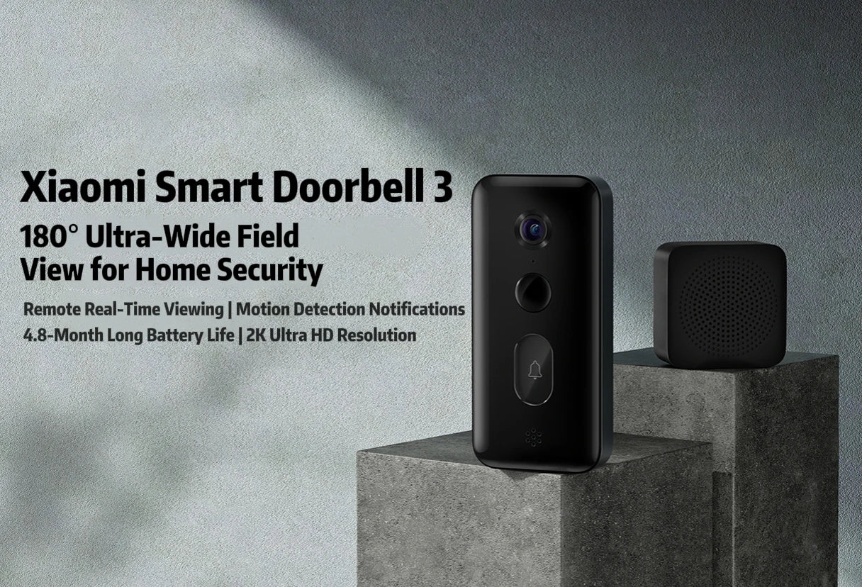 XIAOMI MIJIA Smart Doorbell3 2K Ultra HD Night Vision Video Doorbell 150 Days of Battery Life AI Human Recognition Work with Mi