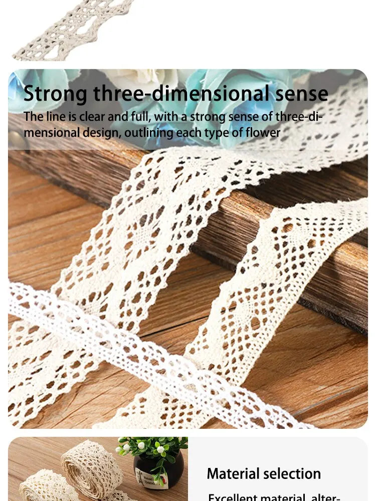 5Meter Roll White Cotton Embroidered Lace Net Ribbons Fabric Trim DIY Decorate Sewing Handmade Craft Materials Bow