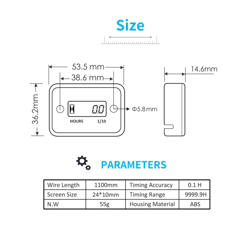 Universal Gasoline Engine Timer IP68 Motorcycle Instrument Moto ATV Boat Engine Hour Meter Working Time Gauge Induction Timer